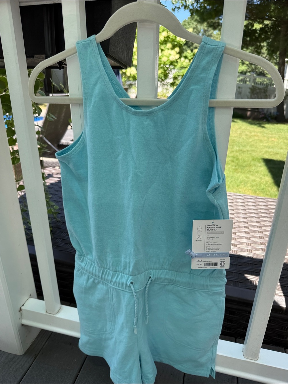 Athleta - Light Blue Girls' Tank Romper - Tag Attached size 12 NWT